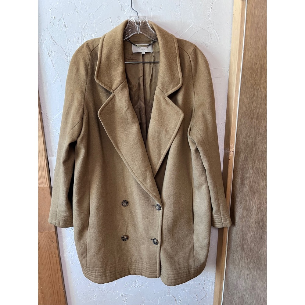 Hobbs London Camel Double Breasted Wool Blend Coat US 12